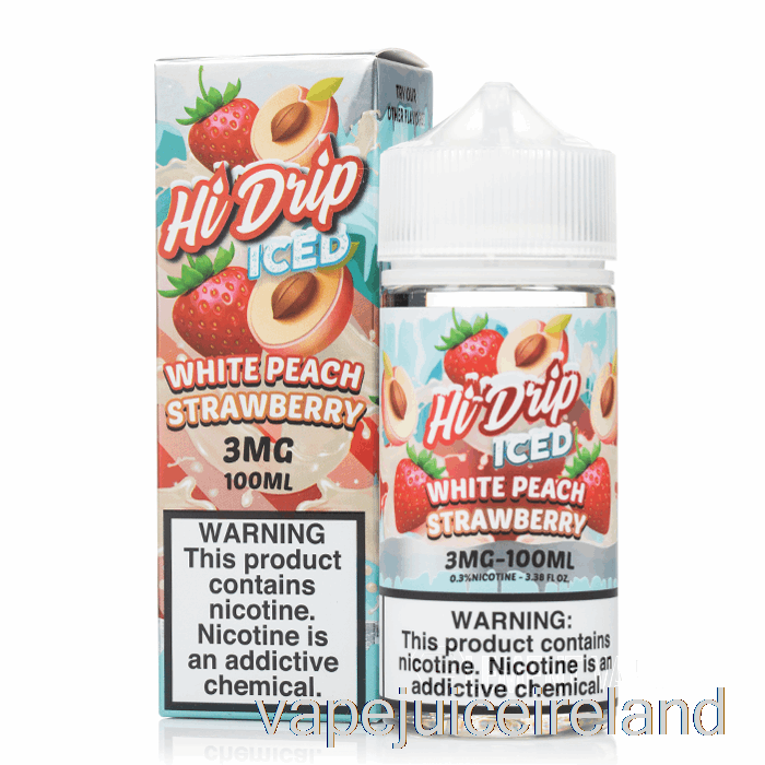 Vape Juice ICED White Peach Strawberry - Hi-Drip - 100mL 0mg